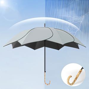 TEMU 1세트 꽃잎 디자인 자동 개폐 우산, 통나무 바람 나무 모양 손잡이, 차양/차양 우산, 다양한 색상 선택 가능 귀여운 베이지 & 핑크 꽃 무늬, 자외선 차단, 비 방지, 여행, 사진 촬영, 파티 이벤트, 가족, 친구 선물, 고급 원단, 가벼운 여행용 우산