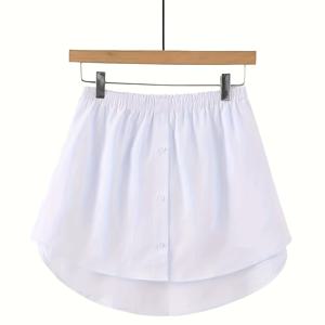 TEMU 여성용 캐주얼 A라인 스커트 - 버튼 헴이 있는 다용도 단색 짧은 스커트 - 레이어링, 스웨터 또는 셔츠 액세서리, 캐주얼 의상에 완벽한 캐주얼 웨어 스커트 | 다용도 패션 | 폴리에스터 스커트