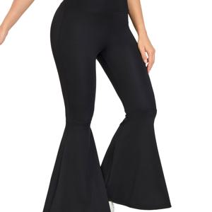 TEMU 여성용 하이웨이스트 플레어 레그 팬츠 - 복부 제어 기능이 있는 비침 방지 운동복 팬츠, 올 시즌용 헬스, 요가