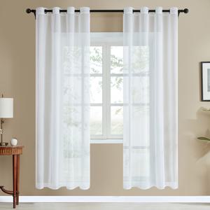 TEMU 2개 화이트 커튼, 빛 차단 커튼, 반투명 커튼, 거실 링 탑 패널, 파티오 유리문, 발코니 홈