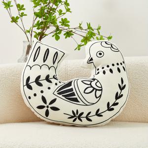 TEMU 현대적인 자수 새 모양 쿠션 커버, 장식 실내 쿠션 지퍼 잠금, 기계 세척 가능 폴리에스터, 다양한 방 타입을 위한 짠 패턴 디자인