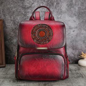 TEMU 여성을 위한 빈티지 레드 아길 백팩, 애플리케이션 장식이 있는 캐주얼 백팩, 조절 가능한 스트랩, 지퍼 클로저, 폴리에스터 안감, 엣지 페인트 - 대용량 다기능 가방