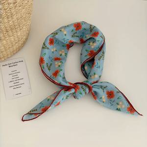 TEMU 우아한 레트로 체리 귀여운 플로럴 동물 프린트 스퀘어 스카프 55*55, 아티스틱 넥 랩, 따뜻한 스카프, 장식용 숄, 달콤한 허리 꽃 머리끈 헤드스카프, 다기능 선쉐이드 비치 타월, 데일리, 데이트, 휴가 여행, 사진 촬영, 휴일 선물용