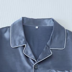 TEMU 2개 남성용 단색 라펠 반팔 & 반바지 우아한 잠옷 세트, 편안하고 피부 친화적인 스타일의 남성용 아늑한 라운지웨어|남자반바지|남성반바지|여름잠옷