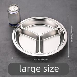 TEMU 카페테리아, 파티 및 캠핑에 완벽한 스테인리스 스틸 3칸 서빙 플래터 - 튼튼한 라운드 식기