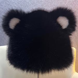 TEMU 1개 플러시 베어 귀 비니 모자 - 두꺼운 겨울용 보온, 가벼우면서 신축성 있는 여성용 소프트 인조 퍼 동물 디자인, 가을 & 겨울 패션 액세서리, 추위 방지 헤드웨어, 포근한 원단