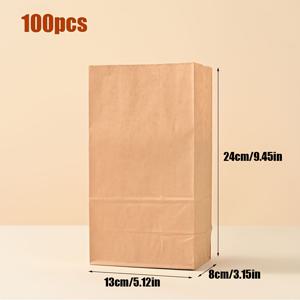 TEMU 【100개 크래프트 종이 선물 가방】 접을 수 있고 재사용 가능한 크래프트 종이 선물 가방 100개 세트, 결혼식 선물, 생일, 발렌타인데이, 세례식, 파티 포장에 완벽