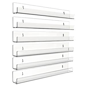 TEMU 6개 15인치 투명 아크릴 플로팅 벽 선반 - 책장, 현관, 거실, 욕실, 침실, 주방용 모던 디자인의 가정 장식 수납 정리함을 위한 조절 가능한 벽걸이형 디스플레이 랙 - 내구성이 뛰어나고 사용하기 쉬운 플로팅 선반