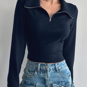 TEMU 여성용 우아한 솔리드 블랙 긴팔 셔츠 재킷 - 주름 방지 칼라 , 봄/가을용 다용도 트렌치 코트, 캐주얼 & 포멀 웨어, 세탁기 사용 가능한 아우터웨어