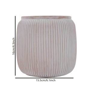TEMU 농가용 빨간 토양 플랜터 포트, 줄무늬 브러시드 화이트 빈티지 정원 장식, 원형 바닥 마운트 드레인 홀, 실내 및 실외 통기성 있는 테라코타 포트, 수кул렌트 및 가정 장식용