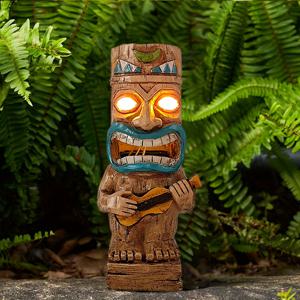TEMU 1pc 티키 스타투어 태양광 조명 야외 장식, 티키 토템 장식 하와이 파티용 태양광 리신 하와이 스타프, 열대 티키 장식용 태양광 리신 하와이 스타프, 파티오, 발코니, 야드, 잔디, 바 장식에 이상적 - 친구에게 선물