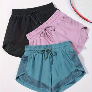 TEMU 여성용 3pcs 운동 테니스 반바지 - 편안한 포켓, 통기성 폴리에스터 블렌드, 달리기, 테니스 및 체조에 이상적 - 그녀에게 완벽한 선물, 테니스 액세서리