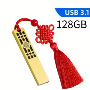 TEMU Lansten USB 3.1 플래시 드라이브 - 64GB/128GB/256GB 휴대용 금속 메모리 스틱, 빨간 끈이 달린, 고속 40-60MB/s 데이터 저장, USB Type-C 충전, 데이터 전송 및 저장에 이상적, 데이터 저장 장치 | 장식 끈 | 내구성 있는 금속 드라이브