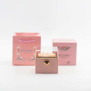 TEMU 새로운 자동 회전 장미 모양 보석 선물 포장 상자, 깜짝 선물 박스 - 두 겹 구조로 반지, 펜던트 및 목걸이 포장에 적합. 발렌타인데이, 생일 등 다양한 행사용