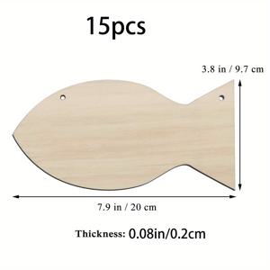 TEMU 15/30개, 9.7x20cm / 3.8x7.9인치 물고기 모양 목재 제품, DIY 빈 판넬, 수공예 및 장식품, 홈 데코 아이템, 친구와 가족을 위한 핸드메이드 DIY 선물, 레이저 커팅 및 우드 버닝 기술로 제작