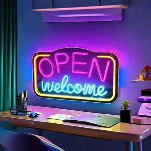 TEMU 다색 LED 네온 오픈 웰컴 신호 - USB 전원, 스위치 제어, 플라스틱 - 바, 카페, 호텔, 가게, 클럽, 파티, 선물에 이상적