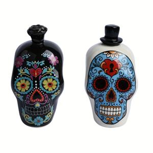 TEMU 2개 세트, 설탕 해골 양념병, 할로윈 세트, 볼룸 파티 장식용 조미료 병, 할로윈 스파이스 병, 도자기 양념병, 모양 스파이스 병, 야외 피크닉 바베큐에 사용, 호러 헤드 스파이스 캔, 주방 용품, 주방 장식, 할로윈, 발렌타인데이 선물, 레스토랑 파티 모임 장식