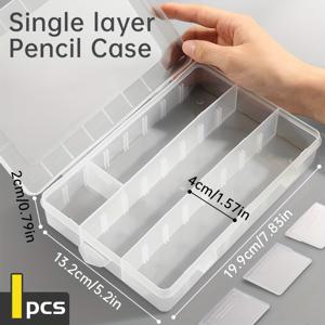TEMU 투명 플라스틱 연필함, 스냅식 뚜껑 - 대용량 컬러펜, 마커, 사무용품 정리함 - 분리 가능한 칸막이 포함, 내구성 있는 & 학생용 보관함, 홈오피스 정리, 기능적 디자인, 안전한 잠금장치, 공예 애호가를 위한 스테이션러리 관리