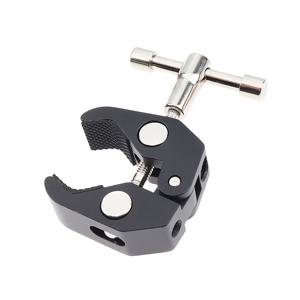 TEMU 1/4인치 및 3/8인치 나사산 그립이 있는 견고한 블랙 메탈 크랩 클립 1개 - DSLR 카메라, 스탠드, 서스펜더, 우산, 후크 및 브래킷에 적합 - 내구성 있는 스테인리스 스틸 디자인, 카메라 액세서리 | 다용도 클립 | 내구성 있는 메탈 클립