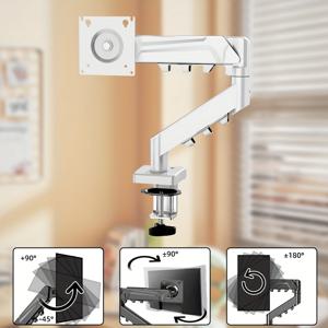 TEMU 1개 싱글 스크린 모니터 암 브래킷, 13~32인치 공압식 컴퓨터 모니터 암, 높이 및 회전 각도 조절 가능, VESA 마운트 클램프 및 그로멧 베이스 포함 - 4.4~19.8파운드 LCD 컴퓨터 모니터용, 홈 오피스