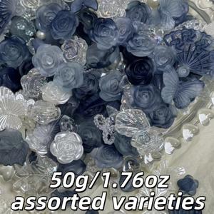 TEMU 50g 바로크 스타일 매트 블랙 나비 화이트 로즈 비즈, 폰 케이스 사진 프레임 헤어 클립 헤드웨어 혼합 스타일 DIY 공예 액세서리