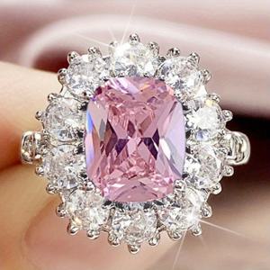 TEMU RYYM 럭셔리 블루 큐빅 합성 지르코니아 여성용 플라워 약혼 반지 - 빈티지 스타일 포 프롱 세팅, 화이트 골드 도금 구리 베이스, 웨딩 & 연회 주얼리, 발렌타인데이 선물, 9월 탄생석