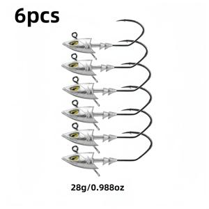 TEMU 6개입 소금물 지그 헤드, 7/0 훅 포함 인쇼어/오프쇼어 낚시용 피쉬 아이 스윔베이트 지그헤드 - 레드피쉬, 스트리퍼, 바스 등에 최적, 크리스마스와 아버지의 날 선물 추천