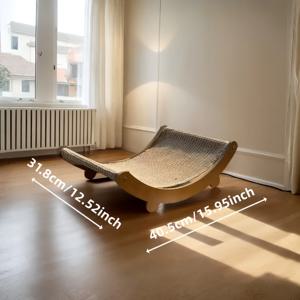 TEMU 솔리드 우드 고양이 스크래치 포스트 & 침대 - 이중용도 스크래치 패드와 쿠션 레스트, 스크래치 방지 표면, 견고한 구조, 실내 고양이를 위한 모던 펫 가구 - 고양이를 위한 이상적인 선물 (다양한 사이즈), 스크래칭과 쥬깅을 위한 원스톱 해피, 세련된 디자인, 고품질 제작, 홈 데코 애호가