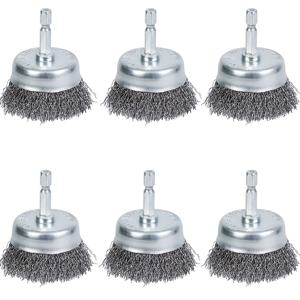 TEMU 4/6개 2인치 드릴 브러시 세트 - 1/4인치 헥스 샹크 와이어 컵 브러쉬 포함, 고탄소강 솔, 청소 및 녹 제거용, 페인트 긁기용