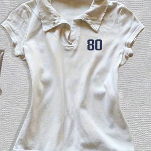 TEMU 새로운 스타일, 여성용 슬림핏 V넥 반팔 폴로우 셔츠