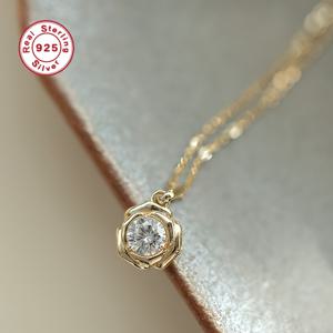 TEMU 우아한 S925 실버 여성용 목걸이 모이사나이트 펜던트 | 14K 금도금, 꽃 디자인, , 파티, 새해, 크리스마스, 할로윈, 추수감사절에 적합