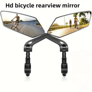 TEMU 원 페어/2팩 HD 자전거 후방 거울 360° 회전 조절 가능 반사경 - 내구성 ABS 소재, 스쿠터 및 자전거용 블랙 직사각형 핸들바 리플렉터, 선명한 후방 시야