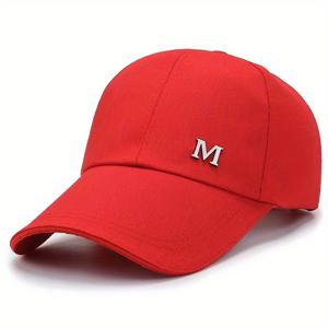 TEMU 세련된 M-라벨 야구 모자, 확장된 챙 - 가벼운 스트레치 핏, 부드러운 스티칭, 여행, 하이킹, 캠핑 & 축제에 적합, 레드, 네이비, 아웃도어 헤드웨어, 축제용 모자, 스포티한 모자 디자인, 내구성 좋은 모자|등산모자