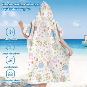 TEMU 1개 / 성인용 인어/튜니카 스타일 비치 타월 케이프 - 고양이, 물고기, 해마 & 인어 꼬리 프린트가 있는 빠른 건조 마이크로화이버 후드 가운, 수영, 수영장, 서핑, 여름 휴가용 경량 (핑크/그린/블루/옐로우)