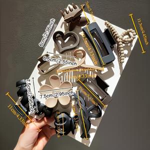 TEMU 11피스 스타일리시 헤어 클립 세트: 샤크 클립, 우아한 스큐니, 매트 핀 & 헤드밴드 – 사계절용 365일 착용 가능, 데일리 헤어스타일링, 다목적 헤어핀, 미니멀 디자인, 내구성 강화, 부드러운 마감, 멀티펑션 헤어 액세서리, 플로럴 헤어핀, 여성용 패션 헤어 소품