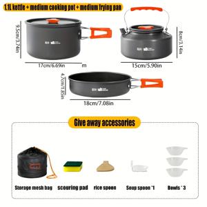 TEMU 3피스/4피스 아웃도어 캠핑 휴대용 스토브 세트, 냄비 & 피크닉 조리기구 키트 (논스틱 팬 및 주방용품 포함) – 접이식 스태킹 디자인으로 완벽한 이동식 식사