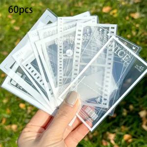 TEMU 40/60개 DIY 투명 북마크 스티커 세트, 반짝이는 기하학적 잎사귀와 꽃 디자인 - 재사용 가능한 PET 플라스틱 스티커, 스크랩북, 다이어리, 홈 데코용 접착식 백킹 직사각형 투명 데칼