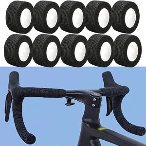 TEMU 자전거 핸들바용 블랙 자체 접착식 테이프 6/10롤 - 내구성 있고 미끄럼 방지, 충격 흡수 기능의 다목적 스포츠 테이프, 자전거, , 배드민턴 라켓용 - 질감 표면 디자인, 편안한 그립감, 모든 계절 사용 가능, 고품질 접착제, 슬림한 외관