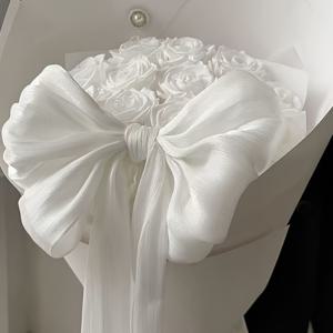 TEMU 5개 웨딩 부케 보우 프렌치 펄 스노우 새틴 원단 꽃 장식 보우 장식 DIY 재료, 생일, 결혼식, 발렌타인데이, 어머니의 날 및 기타 휴일 파티에 완벽, 선물/공예/포장용 보우, 크리스마스 장식, 장식용 배너