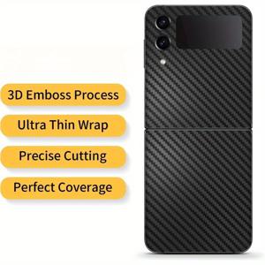 TEMU 삼성 갤럭시 Z Flip 2/3/4/5/6/7 전용 Fashion Carbon Fiber Ba Film Light Beige, 초슬림-울트라경량 Vinyl Glass Protector with Camera Border Protection