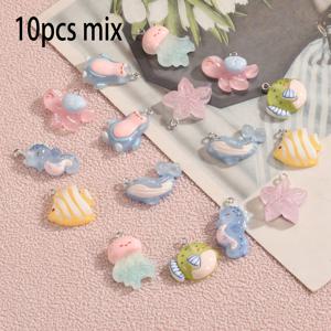 TEMU 야광 수지 귀여운 해양 동물 참, 10개 혼합 세트 투명 카툰 바다 동물 펜던트 DIY 목걸이, 팔찌 등용