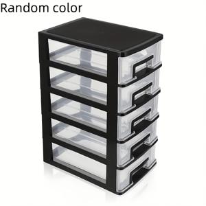 TEMU 5단 화이트 플라스틱 수납 캐비닛, 투명 서랍 포함 - 가정용, 사무실용 또는 여행용 다목적 정리함, 휴대 가능하고 스타일리시한 디자인, 침대 밑 보관