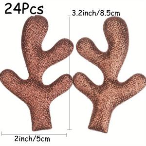 TEMU 24개입 반짝이 & 광택 있는 사슴뿔 장식 - 멀티컬러 옵션 (골드, 브라운, 핑크, 클리어, 블랙, 화이트, 글리터 팁이 있는 브라운) - DIY 공예, 크리스마스, 생일 파티, 코스튬용 사슴뿔 - 간편한 조립 파티 용품, 사슴뿔 머리띠, 헤어 액세서리, 가랜드 - 멀티컬러 옵션 (접착제 필요 없음/쉬운 적용) - 그룹 사용 및 이벤트에 이상적