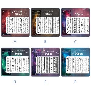 TEMU 180장 레이저 글리터 홀로그래픽 레이스 자수 패턴 스티커 투명 PET 소재 홀로그래픽 글리터 섬세한 자수 패턴 스티커 저널 사진 앨범 스크랩북 장식 DIY 아트 보더 공예 빈티지 미학 홀로그래픽 효과 나비 노트 체인 레이스 패턴 스티커 보더 장식 스티커 (30장 팩, 6개 세트)