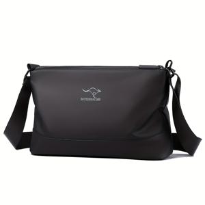 TEMU 남성용 캐주얼 크로스바디 백 - 조절 가능한 스트랩, 지퍼 클로저, 폴리에스터 안감, 흰색 로고가 있는 검정색, 일상 출퇴근 및 사용에 완벽한, 디자인의 내구성 있는 지퍼 클로저, 소형 크로스바디 백, 가방, 허리가방, 버티컬 백, 슬링백, 크로스백