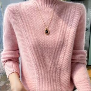 TEMU 여성용 우아한 하프 하이넥 스웨터 - 부드러운 긴팔 겨울 스웨터, 시크한 오피스룩부터 파티룩까지, 일상 및 공식 행사에 적합한 포근한 가을/겨울 상의