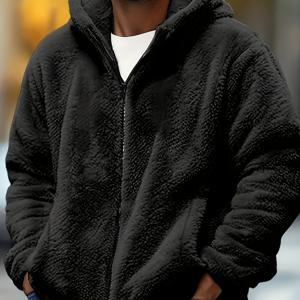 TEMU 남성용 겨울 산호 양털 재킷 - 풀 지퍼 클로저의 보온 지퍼업 코트, 넉넉한 핏의 후드 아우터, 추운 날씨, 캐주얼 및 야외 활동, 겨울 재킷, 추운 날씨 의류, 스포티한 디자인, 튼튼한 구조, 남성 가을 자켓, 가을잠바, 남자가을자켓, 자켓 남성, 남성 재킷, 남성