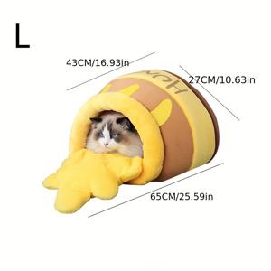 TEMU 1개 겨울용 따뜻한 고양이 침대, 귀여운 만화 캐릭터 사계절 반려동물 하우스, 고양이와 소형견용, 겨울 반려동물 선물, 벌집 모양 고양이 침대, 8kg 이하 고양이용, 실내 반려동물 침대, 포근한 반려동물 하우스