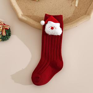 TEMU 아기 양말 1켤레 - 크리스마스 레드 & 미드 카프 양말, 귀여운 동물 & 눈사람 디자인, 통기성 좋은 탄성 커프스, 부드러운 니트 원단, 봄/가을 시즌, 크리스마스 양말, 유아 신발, 축제 분위기 유아복, 튼튼한 유아복, 양말 초등, 양말 아동, 긴양말, 여아 긴양말, 레이스양말, 양말 유아