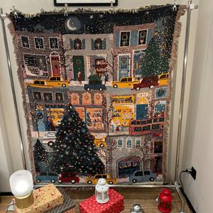 TEMU 겨울 빛 축제 시티, 바쁜 겨울, 컬러 팔레트, 크리스마스 트리 태피스트리 담요, 홈 데코, 축제 디자인, 포근한 담요, 데코, 축제 홈 데코